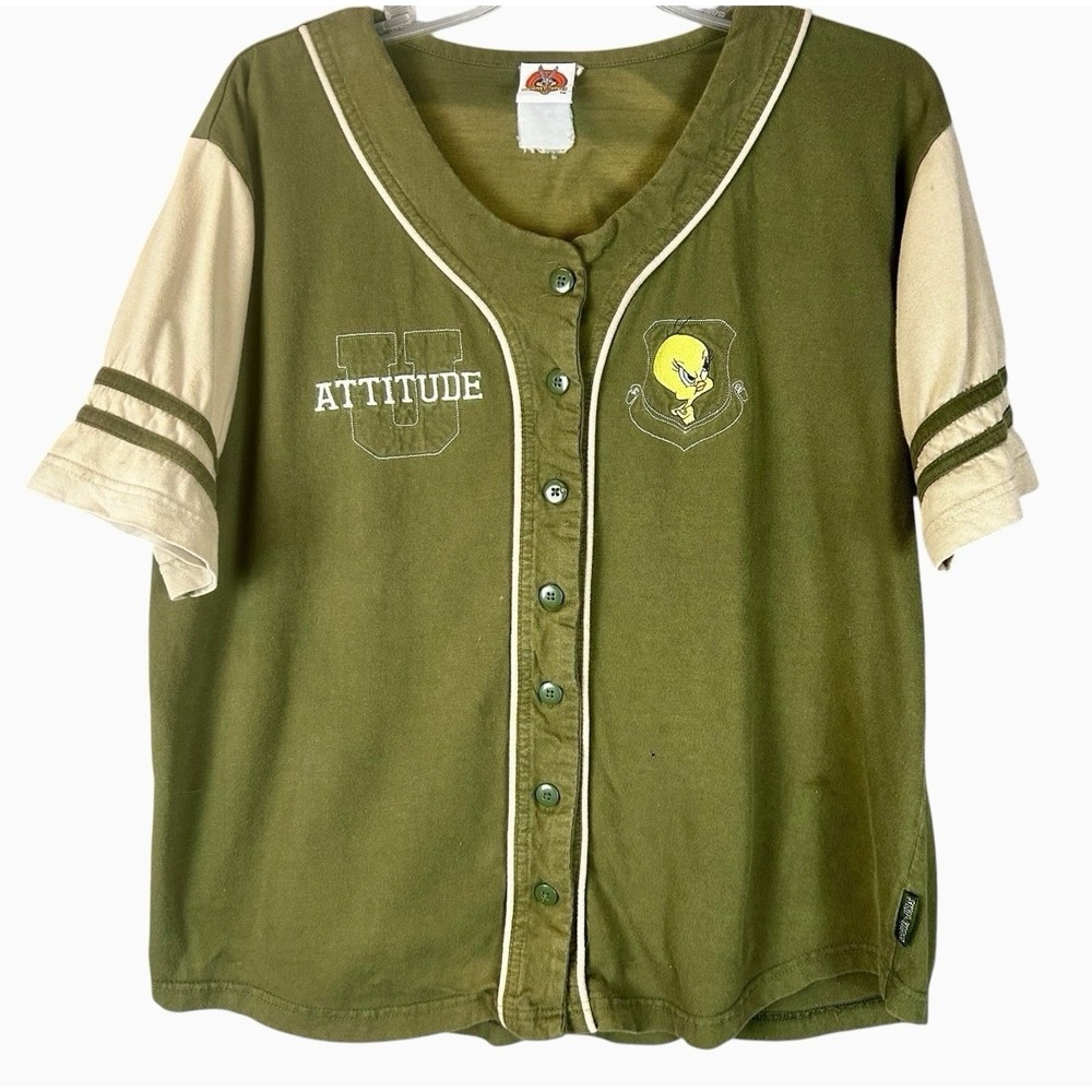 Vintage 2000s Tweety Bird Attitude Women's Baseball Jersey Embroidered Size L